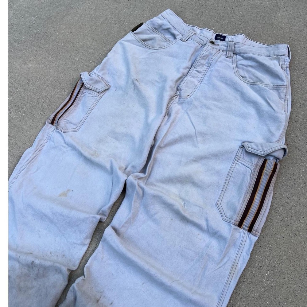 Split Cargo Pants Mens 36 Vintage 90s Skate Baggy Grey‎ Distressed Thrashed